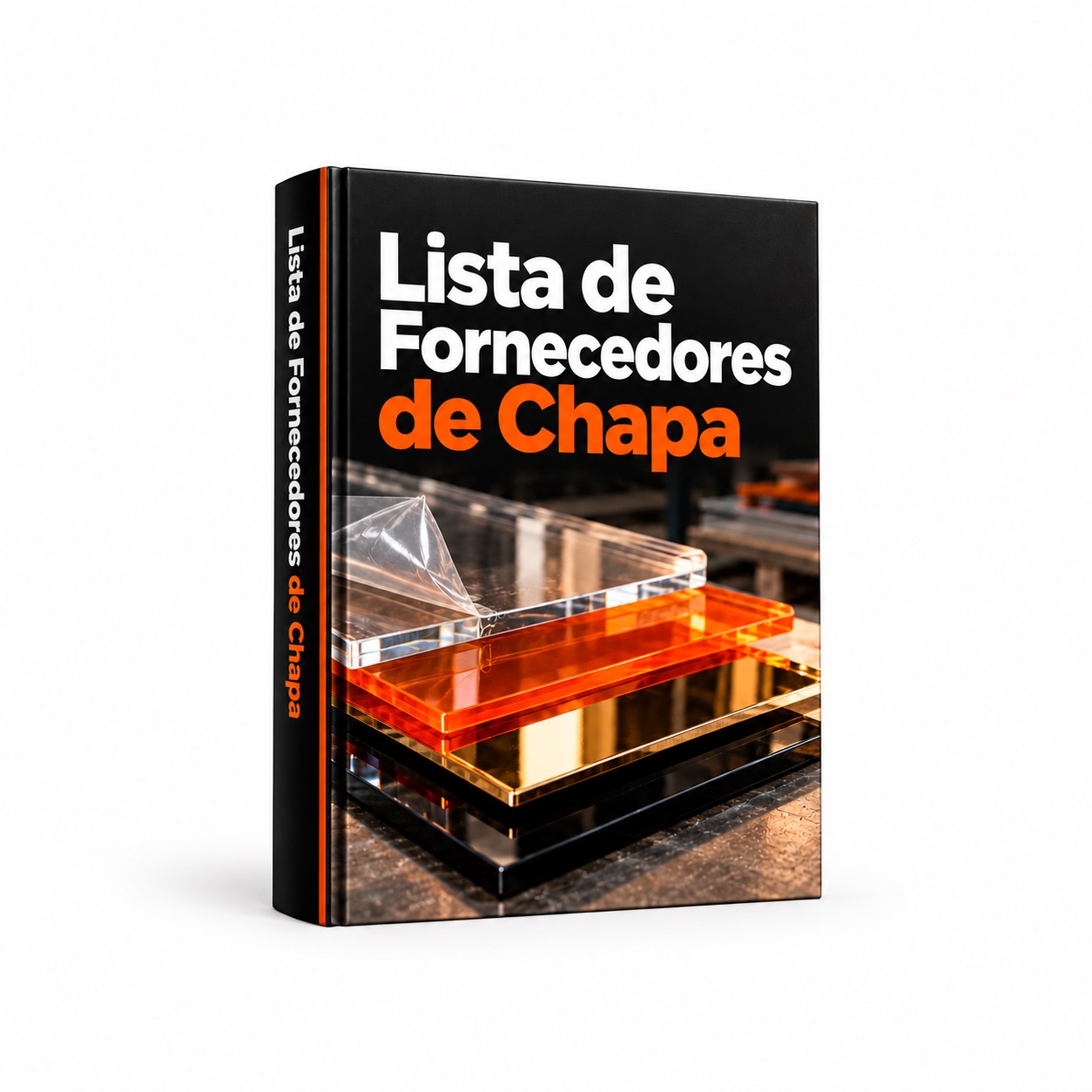 Mockup ilustrativo do livro digital Lista de Fornecedores de Chapa