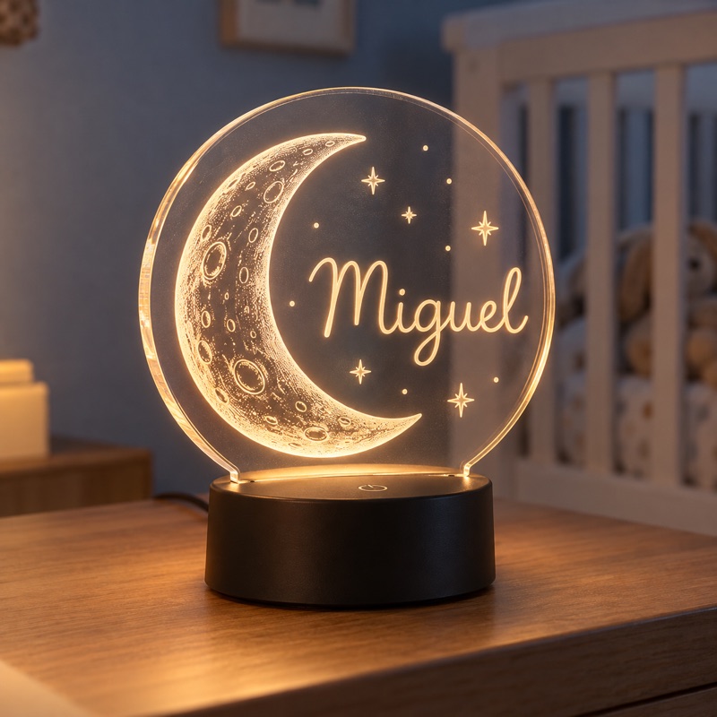 Luminária LED de acrílico com nome Miguel